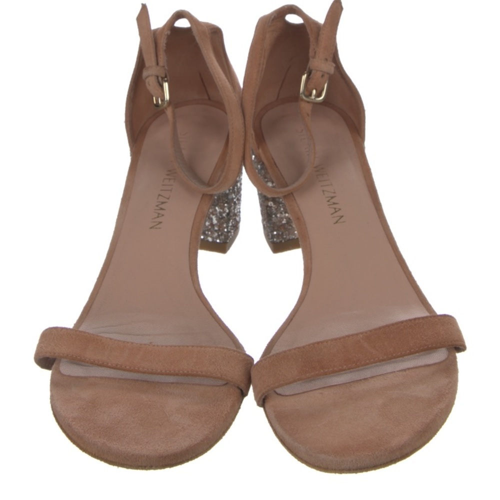SOLD Stuart Weitzman suede sandals with glitter accents